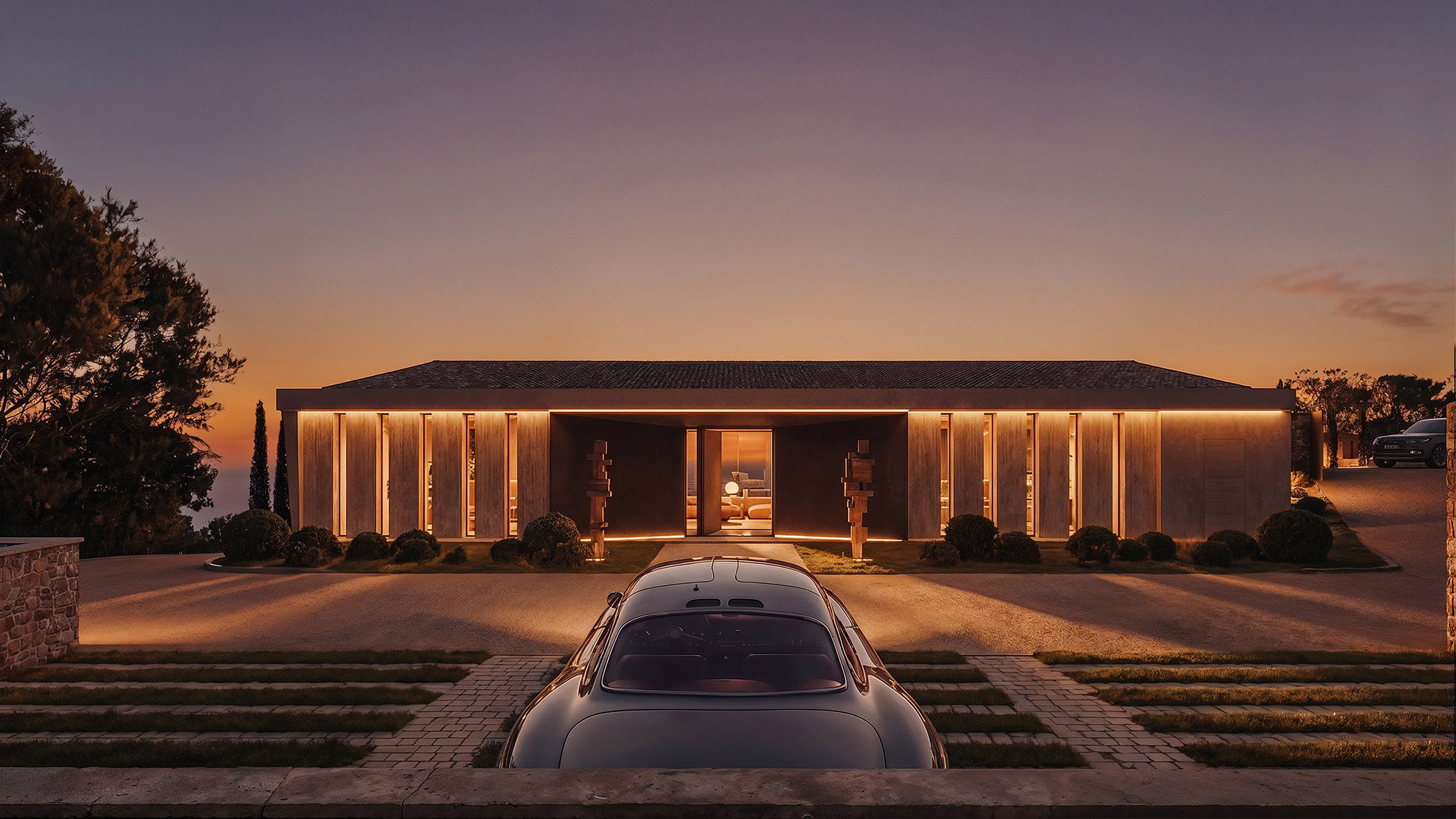 Villa for sale Saint-Tropez Gulf - exterior entrance at night