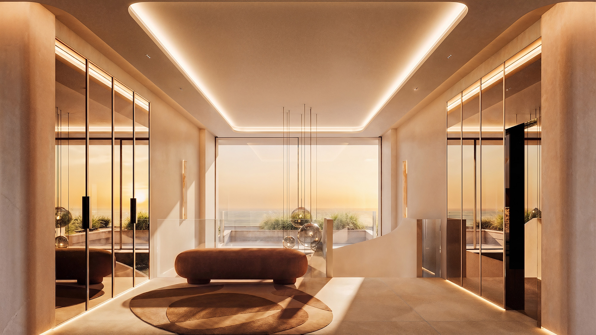 Villa for sale Saint-Tropez area - entrance hall at night