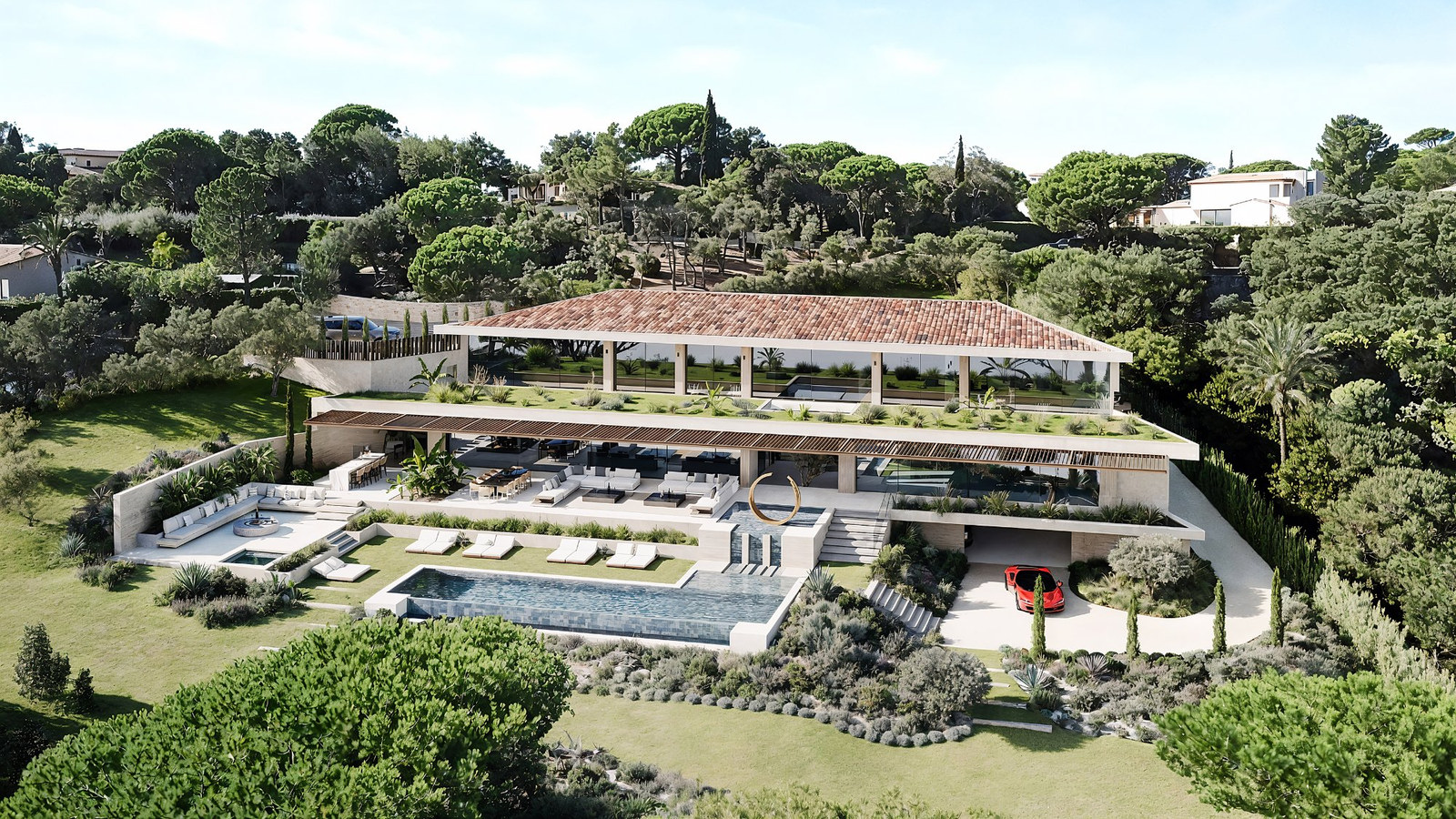 Villa for sale in the south of France - aerial view Domaine de la Nartelle
