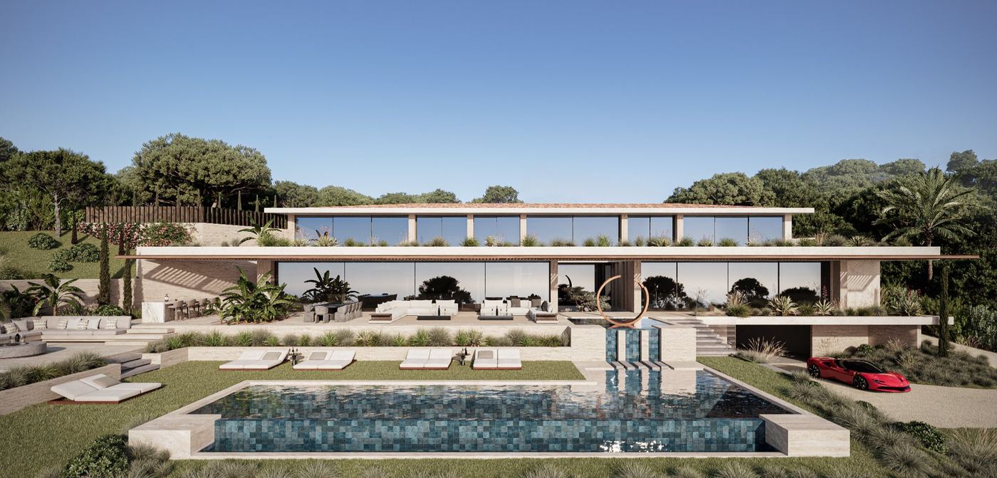 South of France villa for sale - facade and infinity pool Sainte-Maxime