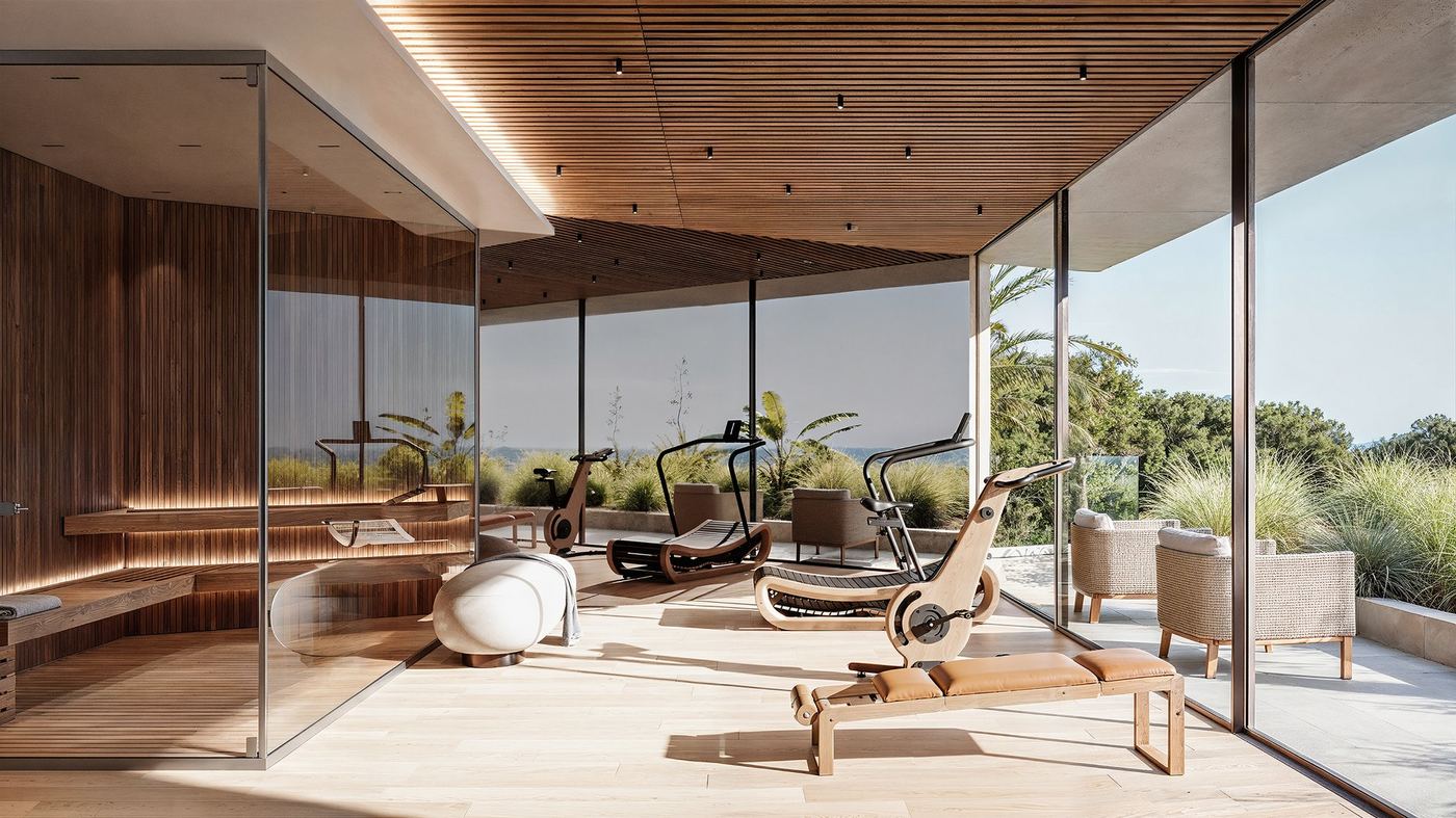 Luxury villa for sale French Riviera - fitness area with Gulf view