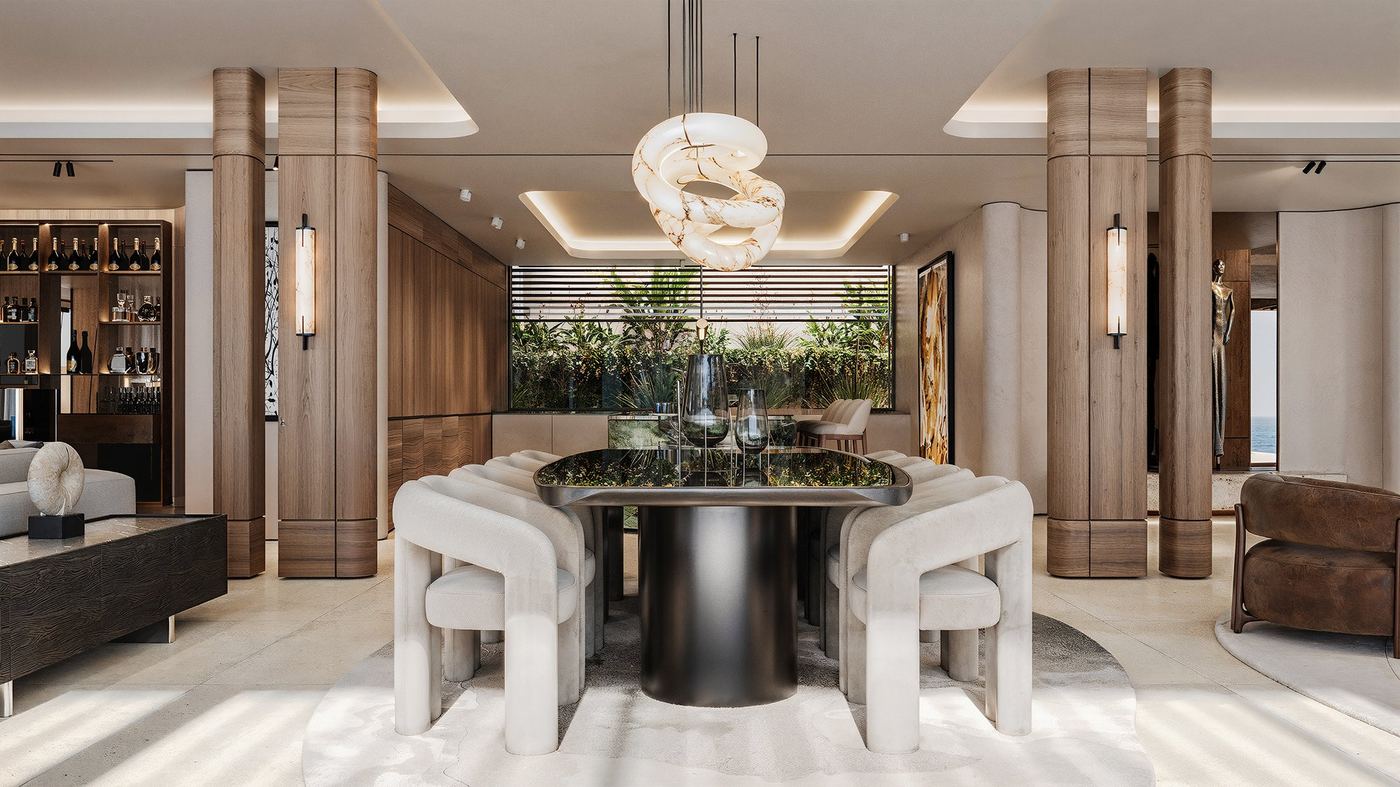 Villa for sale south of France - dining room looking towards kitchen
