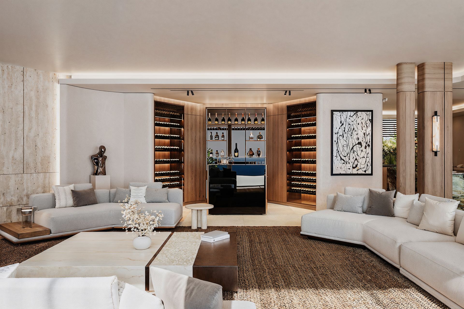Luxury real estate Saint-Tropez - wine cellar lounge area